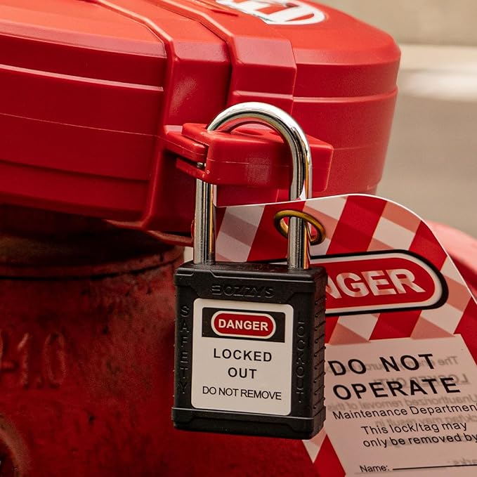 Lockout Tagout Locks with 2 Master Keys｜12-Pack Black OSHA Loto Lock｜Keyed Different & Laser Coding｜Lock Out Padlock Kits for Machinery & Electrical Panels