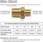 KOOTANS 1/4 NPT x 1/8 NPT Male Solid Brass Nipples, Heavy Brass Pipe Adapter Fittings Hex Reducing Nipples Connectors 4Pieces