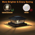 Solar Post Cap Lights Outdoor 12 Pack [LED Bulb, 2 Brightness Setting] Fence Post Solar Lights Waterproof for 4x4 5x5 or 5.5x5.5 Wood Posts, Warm Bright Bulb Lighting for Garden Deck Yard