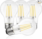 LUXRITE Vintage A19 LED Light Bulbs 60W Equivalent, 5000K Bright White Dimmable, 800 Lumens, Standard LED Edison Bulb 8W, UL Listed, E26 Base (4 Pack)