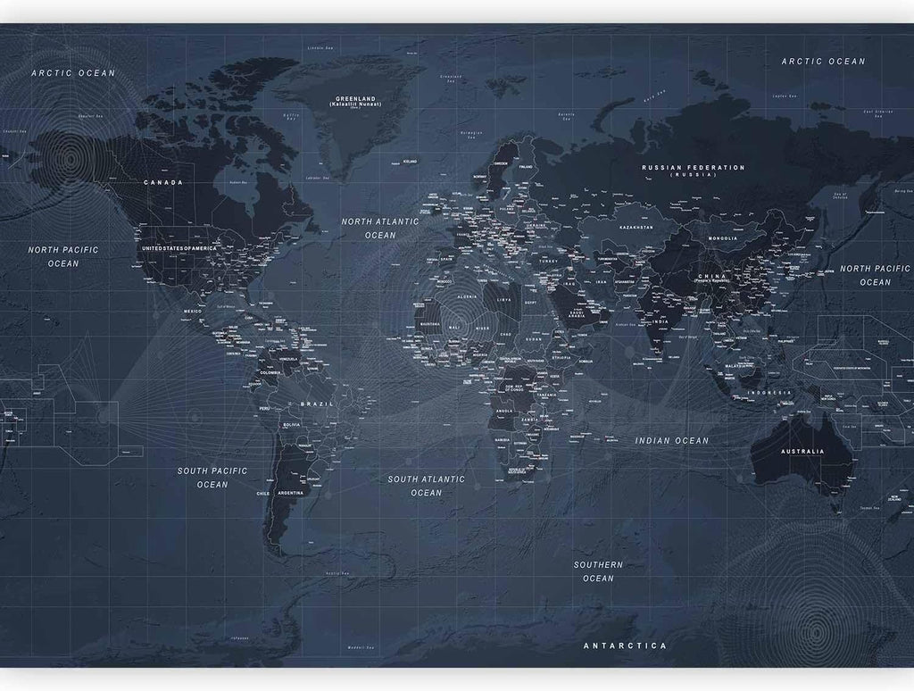 artgeist Premium Wall Mural World Map 177x124 in - XXL Non-Woven Wallpaper Fleece Wall Decor Photo Print Picture Image Design Home Map of The World k-A-0123-a-a