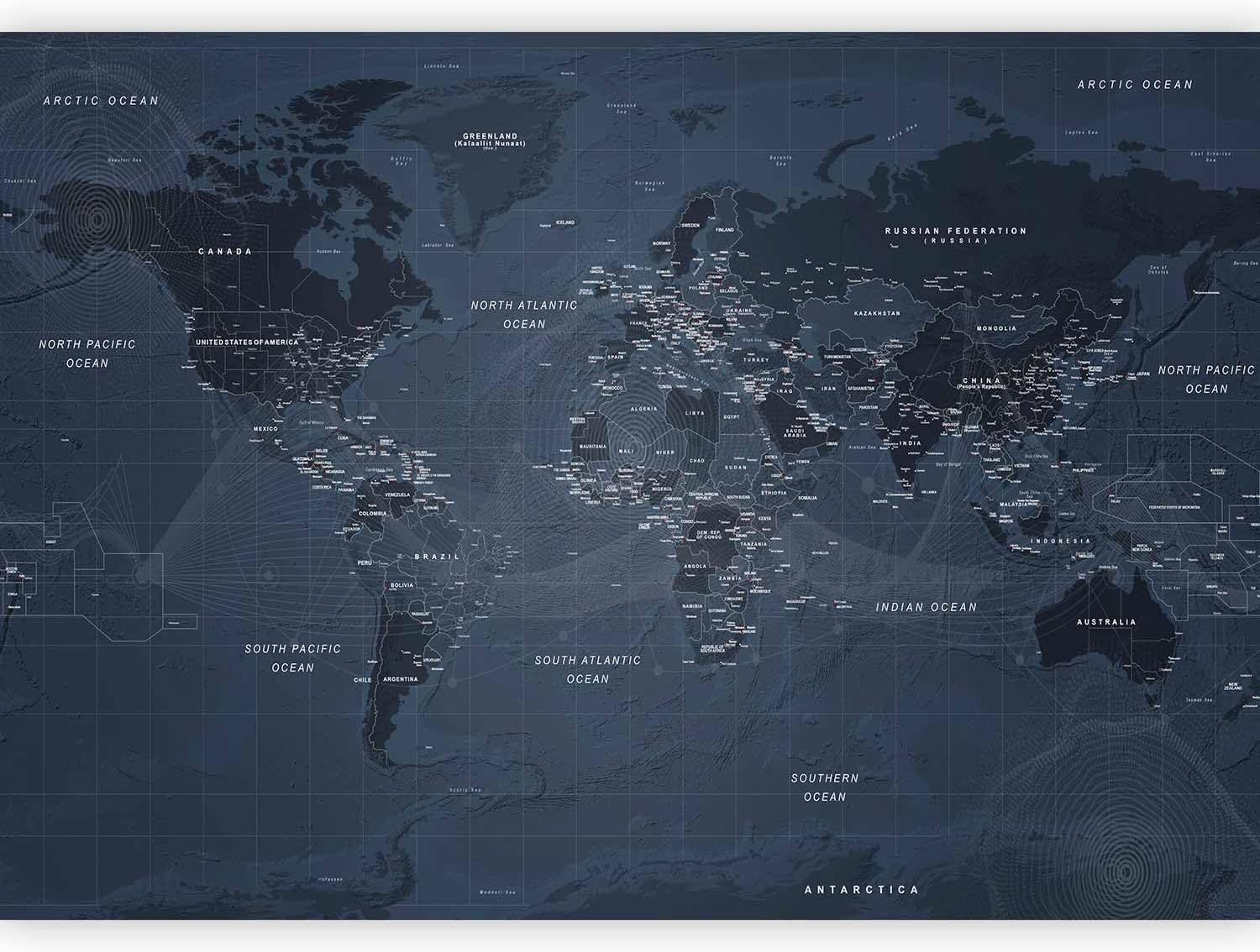 artgeist Premium Wall Mural World Map 177x124 in - XXL Non-Woven Wallpaper Fleece Wall Decor Photo Print Picture Image Design Home Map of The World k-A-0123-a-a