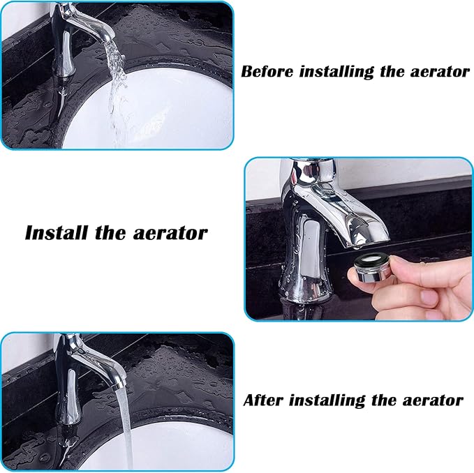 6PCS Faucet Aerator Bathroom Sink Standard Replacement Parts with Brass Shell 15/16 Inch 24mm External Thread Aerator Faucet Filter with Gasket and Wrench Suitable for Kitchen and Bathroom