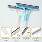 3 in 1 Window Cleaning Scraper with 2 Replaceable Cleaning Cotton Strips, 3 in 1 Spray Squeegee, Window Squeegee, Suitable for Cleaning Bathroom Glass, Mirrors, Car Windows (White)