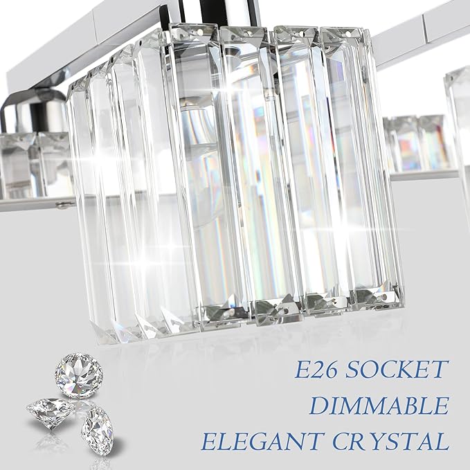 Aipsun Bathroom Light Fixtures Modern Vanity Light for Bathroom Crystal Chrome Vanity Light 5 Light (Exclude Bulb)