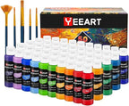 50 Color Acrylic Paint Set, 2oz Bottles, Rich Pigmented Canvas Paint with 10 Brushes &Palette, Professional Art Supplies Kit for Adults & Kids, Non-Toxic, Suitable for Canvas, Rocks, Wood