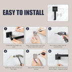 Bathroom Hardware Accessories Set: 7-Pieces Bath Towel Bar Set, Towel Racks for Bathroom Wall Mounted, SUS304 Stainless Steel, Matte Black