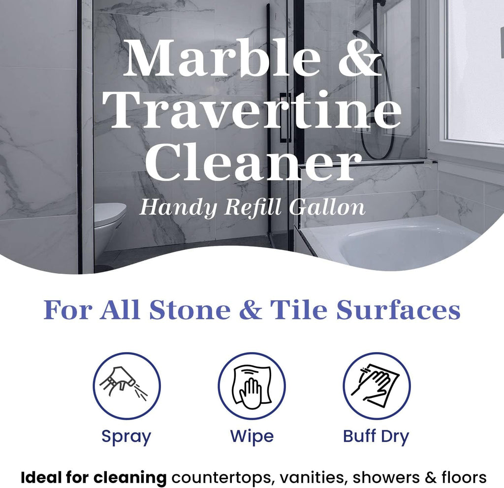 Marblelife InterCare Marble and Travertine Cleaner, Natural Stone & Terrazzo Liquid Cleaner, Shower & Tile Surface Care, Floor, Walls & Countertop Cleaner and Degreaser, Refill Gallon