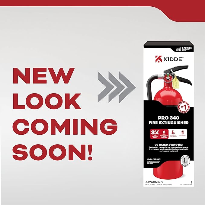 Kidde Commercial-Grade Fire Extinguisher for Office, Parking Garages, Rechargeable, 3A40BC