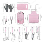 Pink Garden Tool Sets 12 Pieces, iHansee Aluminum Gardening Hand Tools with Non-Slip Handle, Kneeling Pad, Apron, Gloves and Organizer Bag, Landscaping Tools - Gift for Women & Garden Enthusiasts