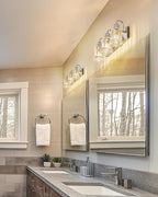 Bathroom Light Fixture, HWH 3-Light Vanity Light Brushed Nickel Modern Bathroom Lights Over Mirror, Bell-Shaped Fluted Glass, 5HZG106B-3W BN