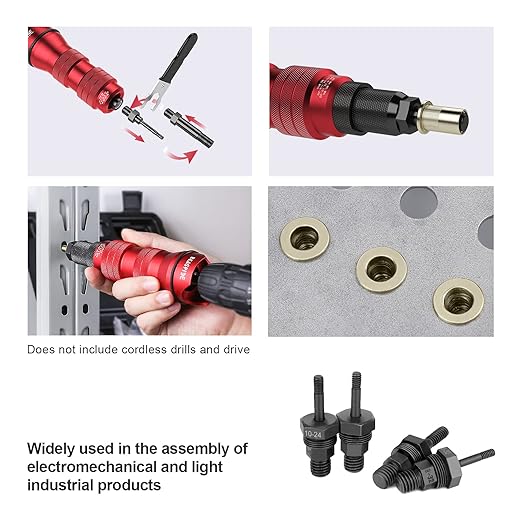 Beaspire 4 PCS Cordless Drill Electric Rivet Gun's 8-32, 10-24, 10-32, 1/4-20 Mandrels