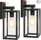 2-Pack Upgraded Motion Sensor Outdoor Wall Lights, Dusk to Dawn Porch Lights Outdoor Wall Sconce Lantern, 3 Lighting Modes Exterior Lighting Fixtures, Bronze Outside Lights for House Front Door Garage