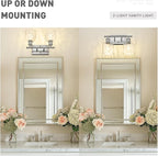 zeyu 14 Inch Modern Vanity Lighting Fixtures, 2 Light Bathroom Vanity Light for Mirror Bedroom, Brushed Nickel Finish with Clear Hammered Glass, ZJF63B-2W BN