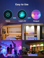 Lepro R2 AI 6 inch LED Recessed Light - Personalized AI Lighting Designer, Dimmable Wafer Lights RGBCW Sync with Music, Smart Canless Downlights Work Alexa & Google Assistant, 12W 1050 Lumen, 2-Pack