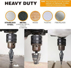 3/16 to 7/8 Inch Step Drill Bit Straight Grooved Double Fluted, M2 High Speed Steel Drill bits for Hole Drilling in Stainless Steel, Copper, Aluminum, Wood, Plastic