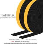 High Density Foam Weather Stripping Door Seal Strip Insulation Tape Roll for Insulating Door Frame, Window, Air Conditioner Soundproof Self Adhesive Sealing Weatherstrip(1 in x 1/4 in x 33 Ft)