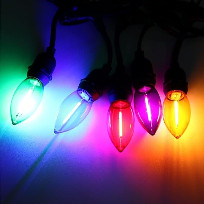 Meconard C9 Led Replacement Christmas Light Bulb, C9 Shatterproof Led Bulbs for Christmas Outdoor String Lights, E17 Intermediate Base, Commercial Grade Holiday Bulbs, Multi-Color, 25 Pack