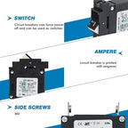 GLOSO Single Pole Miniature Circuit Breaker Manual Reset Switch Yachts Campers Caravans Control Panel M4 Screw Black Rocker 5A J1P