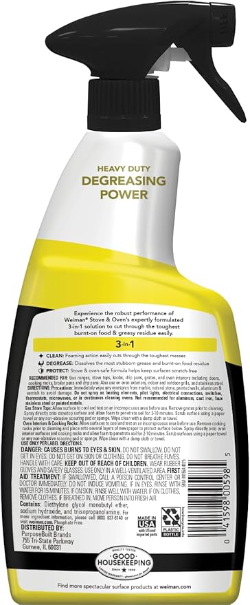 Weiman Heavy Duty Stove and Oven Cleaner and Degreaser for Glass, Ceramic Cooktops, BBQ grill grates - 2 Pack, 24 Oz w/MicroFiber Towel