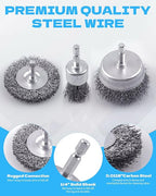 30 Pack Carbon Steel Wire Wheel Brush, Rocaris Cup Brush, Wheel Brush, Pen Brush Set with 1/4-Inch Hex Shank for Rust Removal, Corrosion and Scrub Surfaces