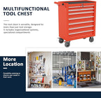 7-Drawer Metal Rolling Tool Chest with Wheels,Tool Storage Cabinet with Locking System，Toolbox with Wheels for Garage,Workshop, Repair Shop(Red, 7-Drawer)