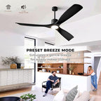 52" Smart Ceiling Fan with Lights,Outdoor Ceiling Fan Work with Alexa/Gg/App/Remote,3-Color Light Dimmable 6-Speed Quiet Reversible for Patio Porch Bedroom,Black