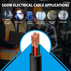 75ft 8/4 8 AWG Portable Power Cable (4 Conductor) - SOOW 600V 8 Gauge Electric Wire for Motor Leads, Portable Lights, Battery Chargers and Machinery - 4 Conductor - 75 Feet Electrical Cord