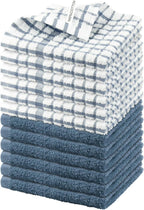 Nialnant 12PCS Dish Cloths,100% Cotton Soft Absorbent Cleaning Rags,Quick Drying Dish Towels for Kitchen,Washing Dishes-Little Blue,12x12in