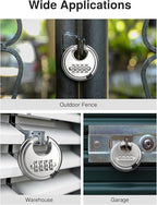 Puroma Combination Lock, Stainless Steel Disc Padlock with Hardened Steel Shackle, Keyless Heavy Duty Combo Lock for Outdoor Sheds Fence, Gate Hasps, Storage Unit, School Gym Locker (1 Pack, ‎Silver)