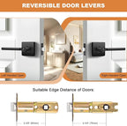 Probrico Privacy Black Door Handle Interior Lockset Heavy Duty Square Door Lever for Bedroom or Bathroom Reversible Keyless Slim Handleset Door Knob 1 Pack