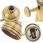 RTNLIT Brass Lamp Socket, Vintage Edison E26/E27 Bulb Light Socket with On/Off Knob Switch(Gold)