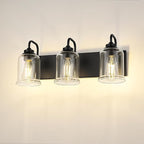 zeyu Black Bathroom Vanity Light, 20.5 Inch Bathroom Light Fixtures Over Mirror, 3-Light Modern Wall Sconces with Clear Glass Shade, ZSL72B-3W BK