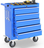 5-Drawer Rolling Tool Chest Toolbox, Rolling Tool Box with Wheels, Tool Chest with Keyed Locking System and Drawer Liners, Tool Box Organizer for Garage, Warehouse, Workshop(Blue)