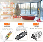 1500W Fully Submersible Electric 120V Immersion Water Heater, Hot Tub Heater, Portable Thermostat for Bathtub, Baptismal, Baptistry, Sap, Inflatable Pool, Above Ground Pool Submersible Water Heater