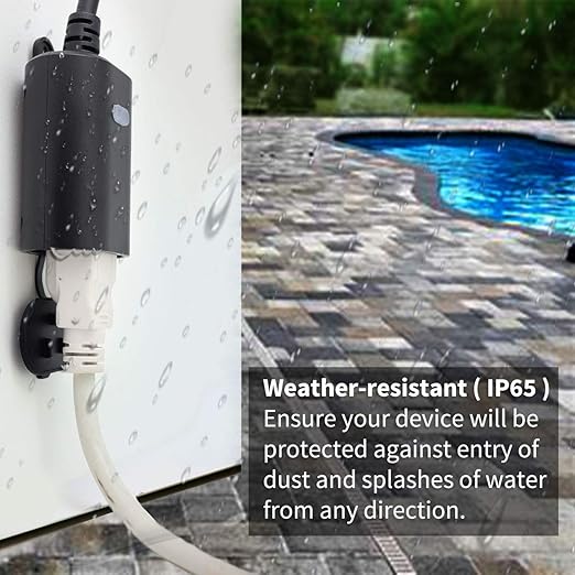 Minoston Outdoor Outlet, WiFi Smart Plug in Energy Monitoring, 2.4Ghz Wi-Fi Plugs, Compatible with Alexa and Smart Life, IP65 Waterproof Outlet 15A (MP22WP)