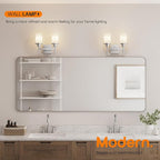 Bathroom Light Fixtures Brushed Nickel Vanity Lights with White Frosted Glass Shade, Double Wall Lamps for Mirror Kitchen Living Room Porch T001BR-L2