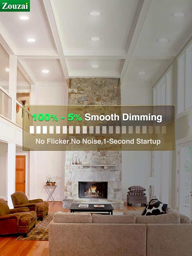 zouzai 24 Pack 4 Inch Ultra-Thin LED Recessed Ceiling Light with Junction Box, 5000K Daylight, 9W 80W Eqv, Dimmable Can-Killer Downlight, 810LM High Brightness - ETL and Energy Star Certified