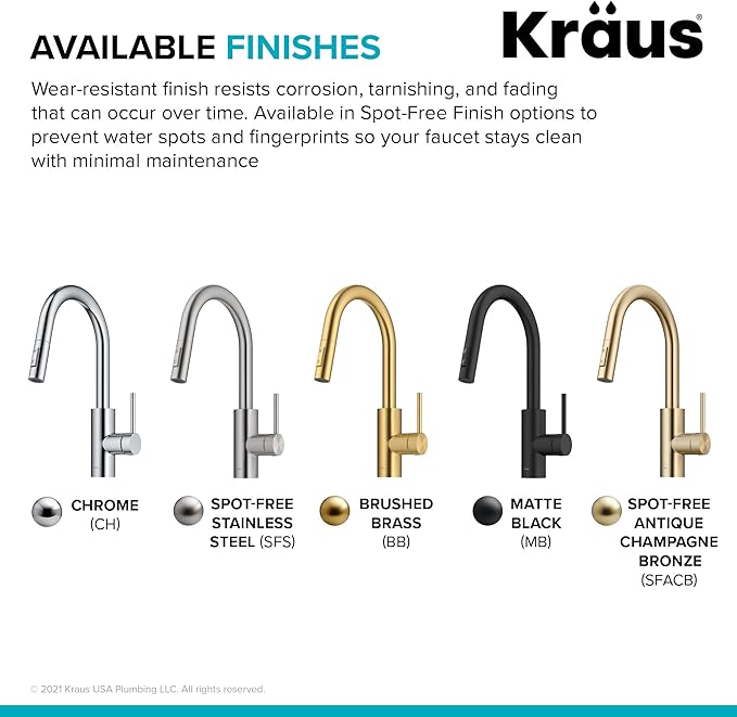 Kraus Oletto Spot Free Stainless Steel Dual Function Kitchen Faucets with Pull Down Sprayer, KPF-2620SFS