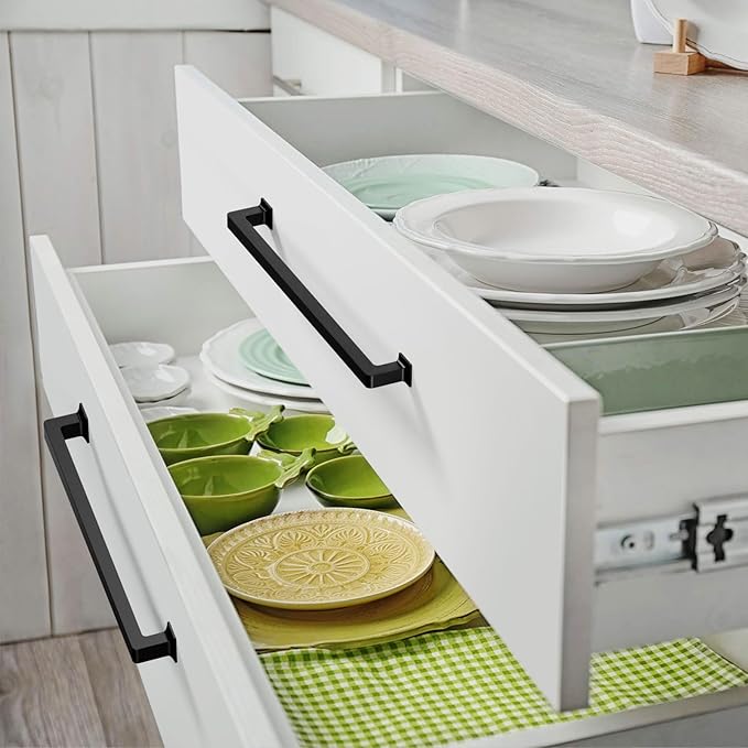 FILTA 8.8 Inch(224mm) Hole Centers Matte Black Cabinet Pulls(Set of 10),Black Handles for Cabinets Zinc Alloy Kitchen Cabinet Pulls Cabinet Hardware for Cabinets Cupboard Drawer