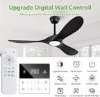 52 Inch Ceiling Fans with Lights and Remote, Dimmable 3 Blade Wood Outdoor Ceiling Fan Outdoor Fans for Patios Low Profile Modern Ceiling Fan with Light for Living Room Indoor Matte Black