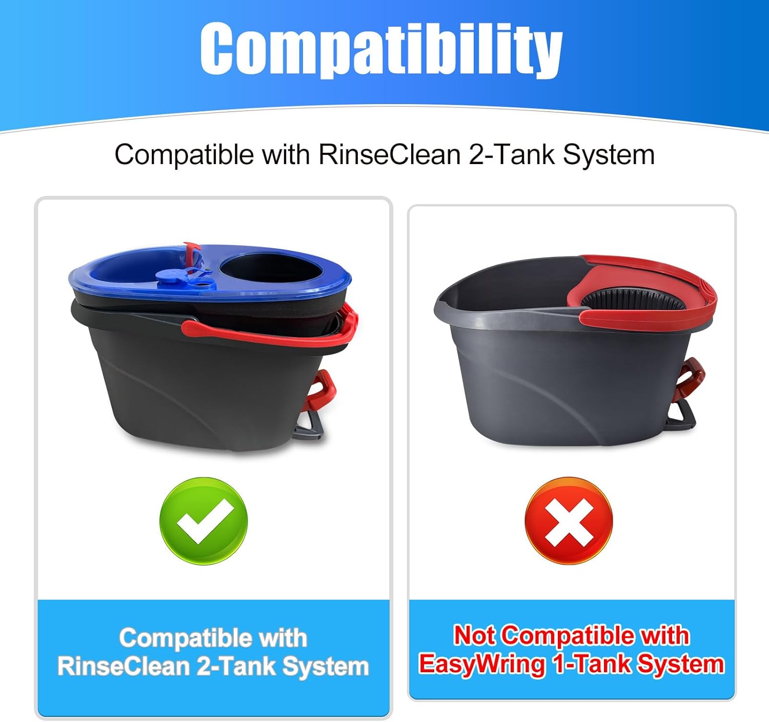 Mop Replace Head for O Cedar 2 Tank System, Mop Heads Replacements for Ocedar Rinse Clean Mop, Mop Heads Include 2 Pack Spin Mop Refills and 2 Pack Scrubber Mop Head for O-Cedar 2 Tank Spin Mop