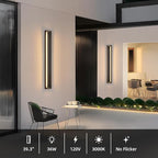 tewei 39.3 Inch Modern Outdoor Wall Sconce, Long Black LED Exterior Lighting Fixtures, Modern Large Outdoor Front Porch Lights Outside Wall Mount Lights for House, Warm White 3000K, 2 Pack