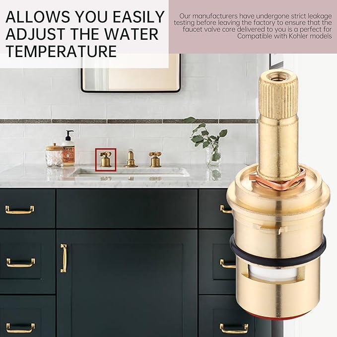 Faucet Cartridge Replacement Parts Compatible with Danze DA507071W, Round Ceramic Disc Cartridge Kitchen Faucet Stem Replacement Parts (DA507071W Hot)