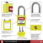 TRADESAFE Lockout Tagout Locks Set - 10 Yellow Loto Locks, Lockout Locks Keyed Different, 2 Keys Per Lock, OSHA Compliant Lock Out Tag Out Padlocks, Safety Padlocks for Electrical Lockout Tag Out Kits