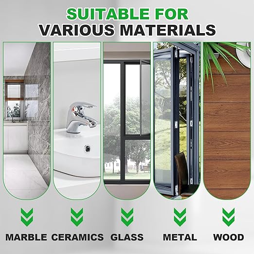 15.9 Oz Silicone Caulk (3 Pack 5.3 Oz) Squeeze Tube Waterproof Silicone Sealant for Kitchen Bathroom Stronger Adhesion White Caulk for Window Toilet Sink Caulking Sealant with Tape and Scraper