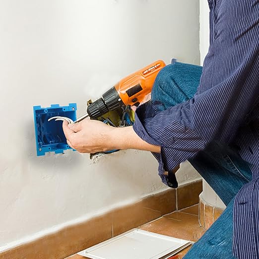 5 Pack 2 Gang Old Work Retrofit Standard Switch/Outlet Wall Electrical Box, 25 Cu.in. PVC 2 Gang Junction Box, 4-1/4-Inch Length by 3-2/3-Inch Width by 4-1/4-Inch Depth, for Constructions