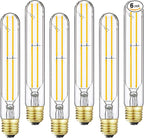 7.3 Inch E26 T10 Led Bulb 60 watt 3000k Soft White Edison Bulbs,6W E26 Long Light Bulb Tubular Light Bulb T10 Bulb T9 for Rustic Pendant,Industrial Pipe,Wall Sconces 6 Pack