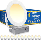 HiBay 12 Pack Canless LED Recessed Ceiling Lights 4 Inch, 1200LM 12W=150W, 5000K Daylight Wafer Downlights, Dimmable Ultra-Thin Recessed Lighting Fixtures - ETL and Energy Star Certified