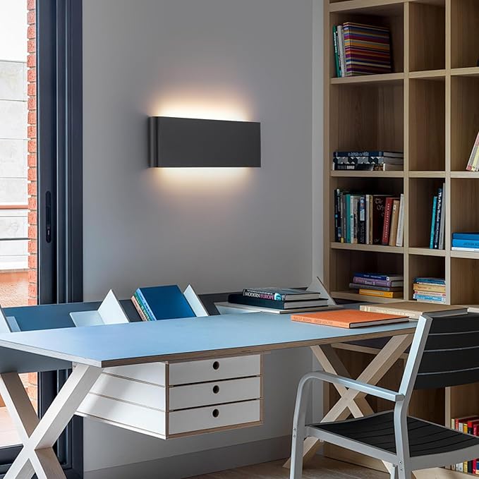 11"Modern LED vanity light,15W Dimmable 5 CCT (3000K-6500K) Adjustable Wall Lamp,Up and Down Wall Lighting,Indoor Wall Sconce for Bedroom,Staircase,Hallway,Dressing Table, 1Pack（Black）